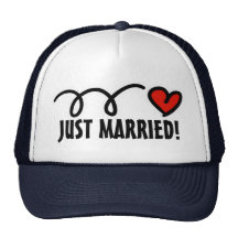 Just Married! hats with funny heart design
