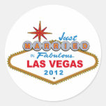 Just Married In Fabulous Las Vegas 2012 Vegas Sign Round Sticker
