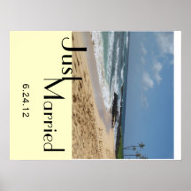 Just married names in sand Poster