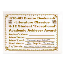 K16-4D Bronze Bookmark -Literature Classics- 100ct Business Cards
