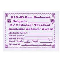 K16-4D Gem Bookmark -All Subjects- 100ct Business Card Template