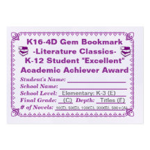 K16-4D Gem Bookmark -Literature Classics- 100ct Business Card Template