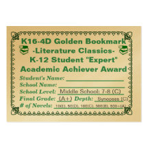 K16-4D Golden Bookmark -Literature Classics- 100ct Business Card