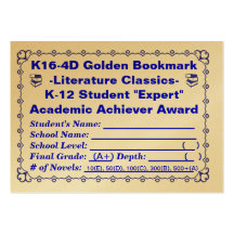 K16-4D Golden Bookmark -Literature Classics- 100ct Business Cards
