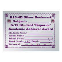 K16-4D Silver Bookmark ~All Subjects~ 100ct Business Card