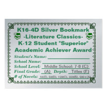 K16-4D Silver Bookmark -Literature Classics- 100ct Business Cards