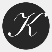 "K" Monogram Initial White on Black Sticker