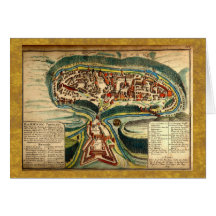 Kamianets Podilskyi Map 1691 Greeting Cards