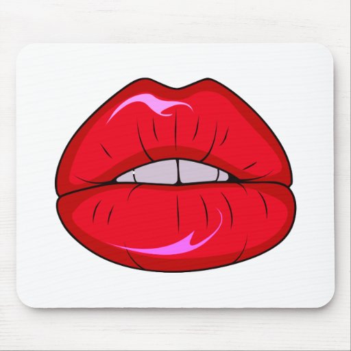 Kanjiz illustration : sexy girl with red sexy lips mousepads