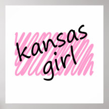 Kansas Girl with Scribbled Kansas Map Print