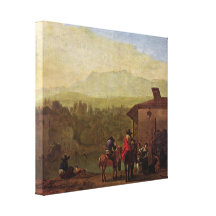 Karel Dujardin - rest in front of an Italian inn Gallery Wrap Canvas