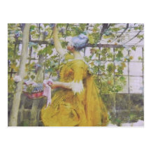Karin Larsson in the Grape Arbor Post Card