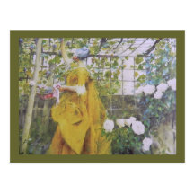 Karin Larsson in the Grape Arbor Postcard