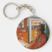 Karin Reading in the Evening Key Chain