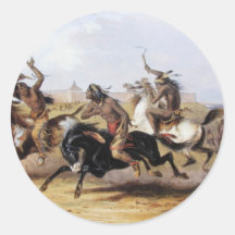 Karl Bodmer - Horse Racing of the Sioux Round Stickers