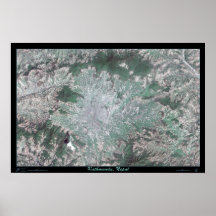 Kathmandu, Nepal satellite poster photo print map 