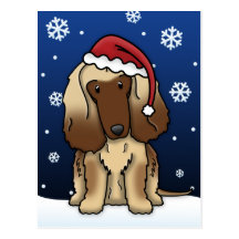 Kawaii Afghan Hound Christmas Postcard