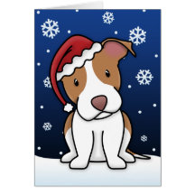 Kawaii American Pit Bull Terrier Christmas Card