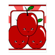 Kawaii Apple Basket (Boy) Postcard