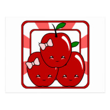 Kawaii Apple Basket (Girl) Post Cards