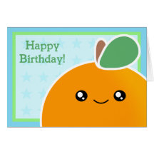 Kawaii Birthday Card Orange Fruit