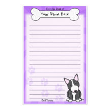 Kawaii Black and White Bull Terrier Stationery