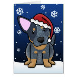 Kawaii Blue Heeler Christmas Card