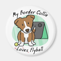 Kawaii Brown Border Collie Flyball Magnet