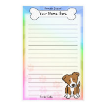Kawaii Brown Border Collie Stationery (Rainbow)