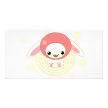 kawaii bunny pink photo card template