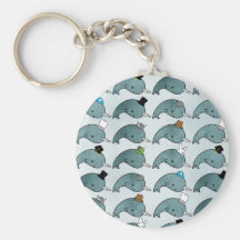Kawaii Cartoon Grunge Narwhals with hats Keychain