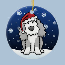 Kawaii Cartoon Old English Sheepdog Christmas ornaments