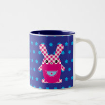 Kawaii chequered rabbit coffee mugs