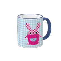Kawaii chequered rabbit mug
