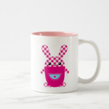 Kawaii chequered rabbit mugs