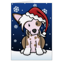 Kawaii Chinese Crested Christmas Card