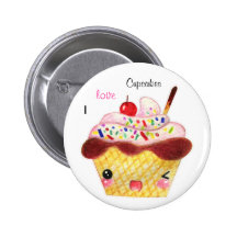 Kawaii cupcake pinback button