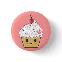 Kawaii Cupcake with Pink Sugar Skull and Cherry