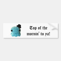 Kawaii Cute Crochet Amigurumi Octopus Top Hat Blue Bumper Sticker