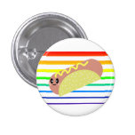 Kawaii Cute HotDog Rainbow Stripes Pin Button