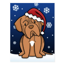 Kawaii Dogue de Bordeaux Christmas Postcard