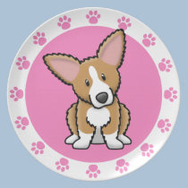 Kawaii Fluffy Corgi Plate plates