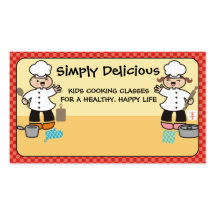 Kawaii girl boy chef kids cooking business cards