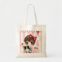 Kawaii girl with cat bag