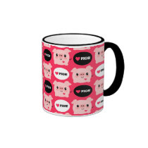 Kawaii I Love Pigs mugs
