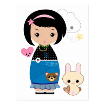 Kawaii Kokeshi Postcard