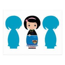 Kawaii Kokeshi Silhouette Postcard