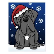 Kawaii Neapolitan Mastiff Christmas Postcard