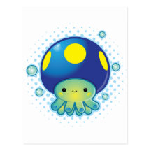 Kawaii Octopus Mushroom Postcards