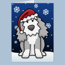 Kawaii Old English Sheepdog Christmas Card cards